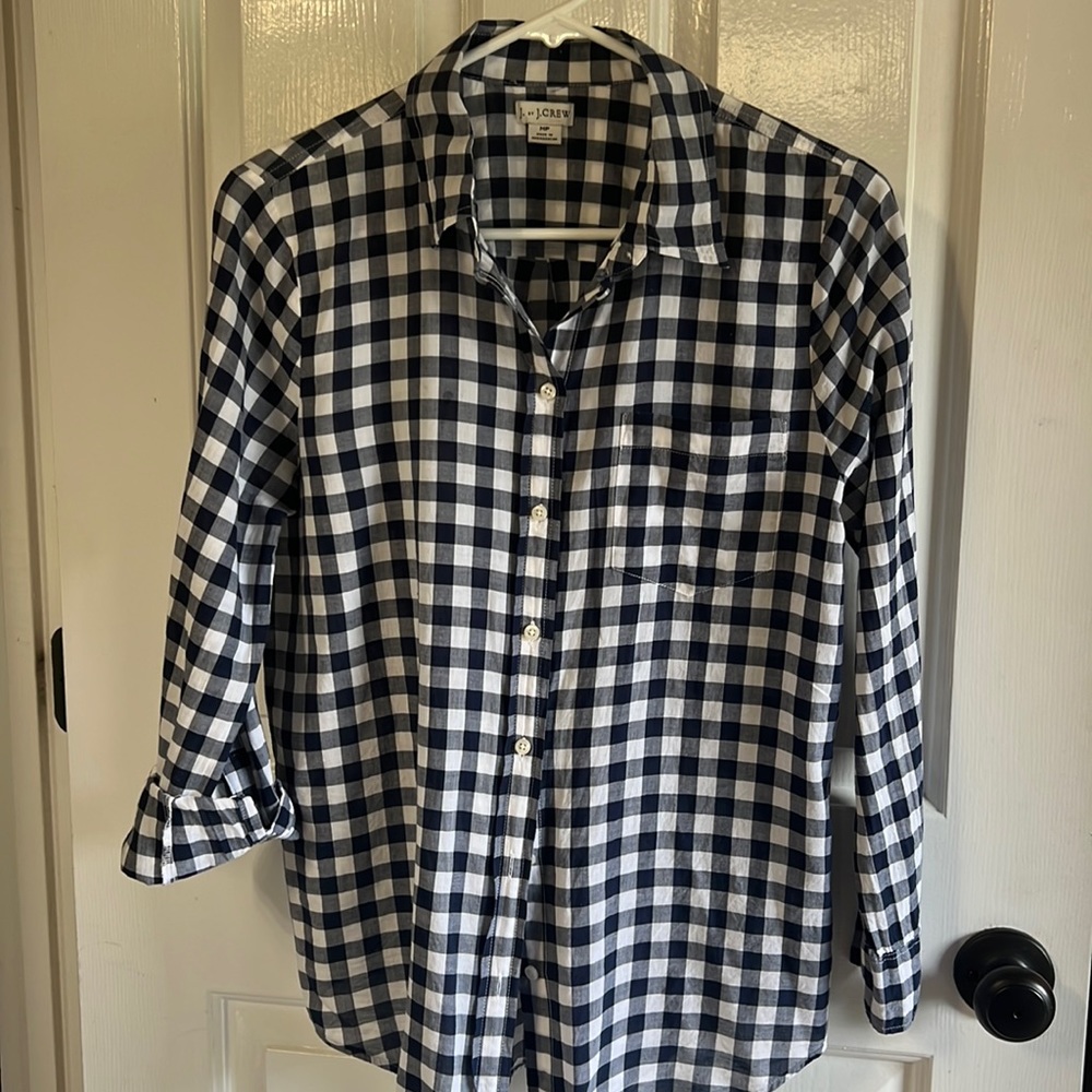 JCrew Blue and white checked shirt